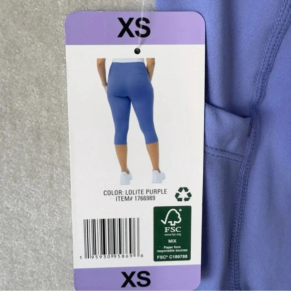 32 Degrees Cool Women's Soft Active Capri Legging Pants, Purple, Size XS 2 Pair - Picture 12 of 14